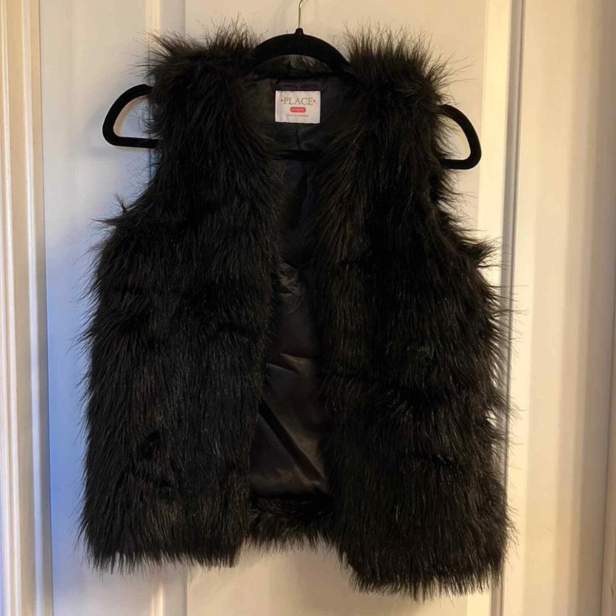 Fuzzy Kids Lg Black Faux Fur Vest Girls Lg