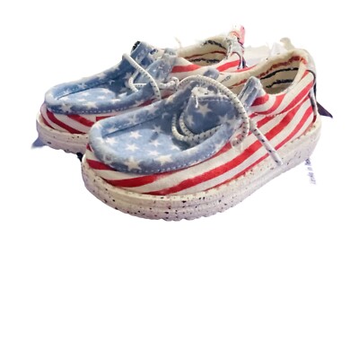 Wally Patriotic Stars & Stripes Hey Dude Loafers. s-l400.jpg main image 4