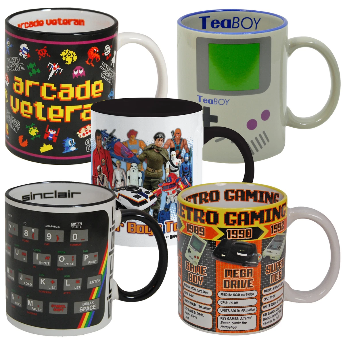 Funky Retro Mugs. Classic Toys Video Games Spectrum Tea Coffee Cup Novelty  Gift