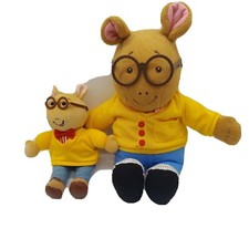 2 Eden Arthur PBS Vintage Stuffed Plush Animal 1996 10" 16" Glasses Talking