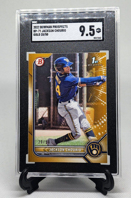 Jackson Chourio - 2022 1st Bowman Prospects Gold 20/50 1st Paper - SGC 9.5