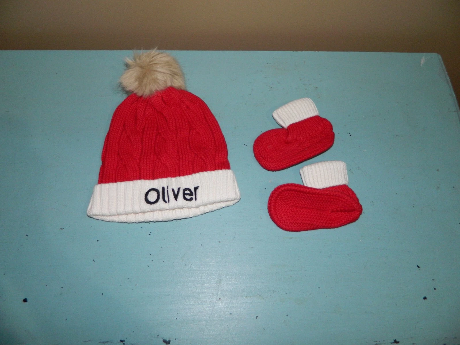 Mark & Graham Cable Knit Santa Hat & Bootie "Oliver" (N-7)