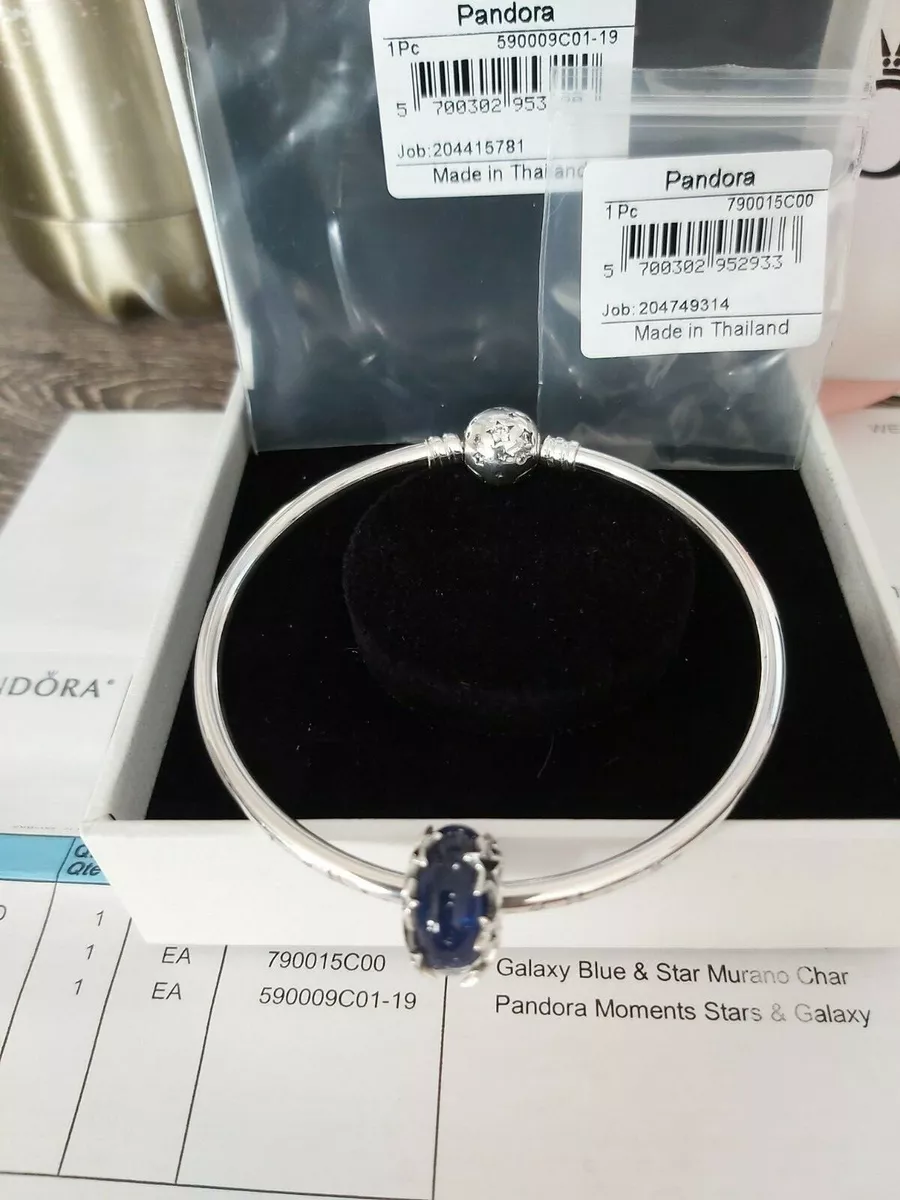 Auth Pandora LTD EDT Stars Galaxy Bangle Galaxy Blue Star Murano Gift set