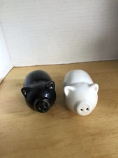Salt &Pepper Shakers Pig Shape Black And White