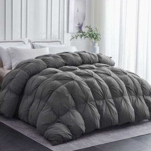 Luxurious All Season Goose Down Comforter King Size Duvet Insert 100% Cotton - Afbeelding 1 van 19