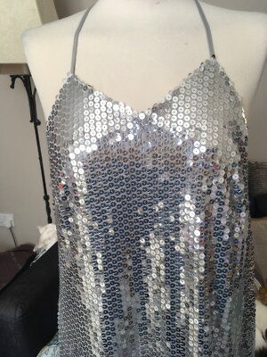 Topshop Jovonna Boutique Silver Sequin Embellished Dress Size 10 | eBay