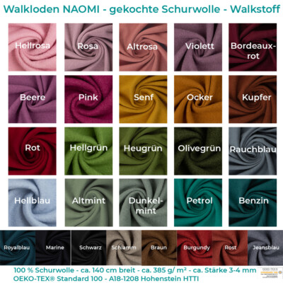 Walkloden/Walkstoff NAOMI by Swafing-100 % Schurwolle-0,5 m Schritte-Meterware