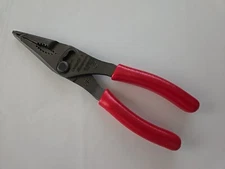 Snap On Tools 7" Long Nose Pliers 3 Slip Joint Talon Grip 57% More Power RED NEW