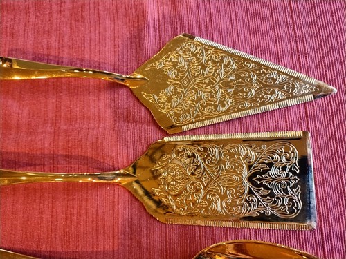 5-pc International Silver Gold SIMPLICITY Flatware Server Set Cake Pasta Salad - Picture 6 of 18