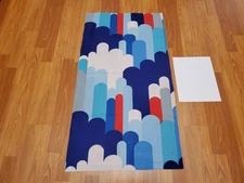 Awesome RARE Vintage Mid Century retro 70s 60s Blue Red Wht Hills fabric! LOOK 