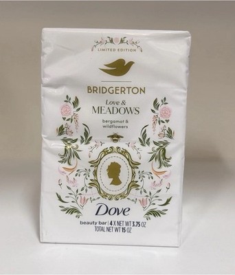Dove Bridgerton Love & Meadows Beauty Bar Soap Bergamot Wildflowers 15 oz 4 Pack