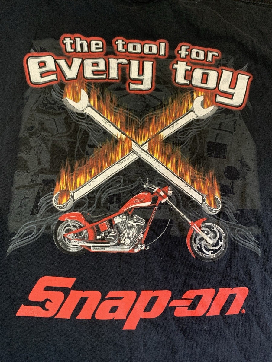 VTG Mens XL Snap On The Tool For Every Toy Motorcycle Tshirt Fruit Of The Loom