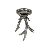 INNA-Glas KerzenstäNder Geweih Josefien, Aus Aluminium, Silber, 19Cm, Ø11,5Cm