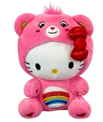Care Bears Hello Kitty Dressed As Cheer Bear 9'' Plush Stuffed Doll Sanrio Gift