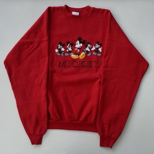 Vintage 90’s Disney Mickey Mouse Pullover Red Crewneck Sweatshirt Size Men’s 2XL