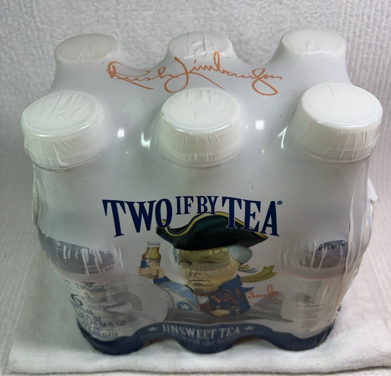 Vtg Rush Limbaugh SIGNED Two If By Tea 6-Pack Unsweet Orig Wrap NOS Unopened