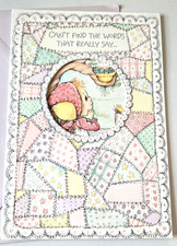 Vintage Mother's Day Card Betsey Clark Cut Out Window to Girl with Birds