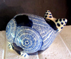 1978  Nancy Lopez Crackled Glaze Cat Blue/white  Made in Japan — photo 4