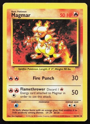 MAGMAR 36/102 UNCOMMON BASE SET UNLIMITED POKEMON MP