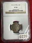 1913 S Buffalo Nickel Type 2 NGC VF 30 San Francisco 5C Copper Coin ref#220