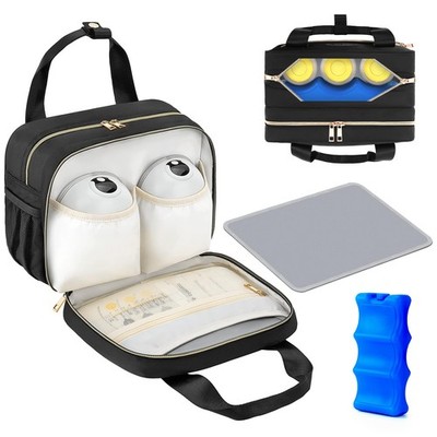 Breastmilk Cooler Bag With Ice Pack Wearable Pump Carrying Case Black Travel