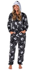 Disney Nightmare Before Christmas Jack Skellington 1 Piece Pajama Medium Fleece