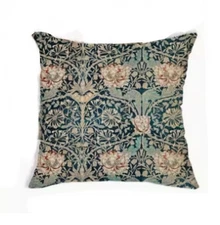 William Morris Abstract Floral Design Linen Throw Pillow Cover Home Decor  18”