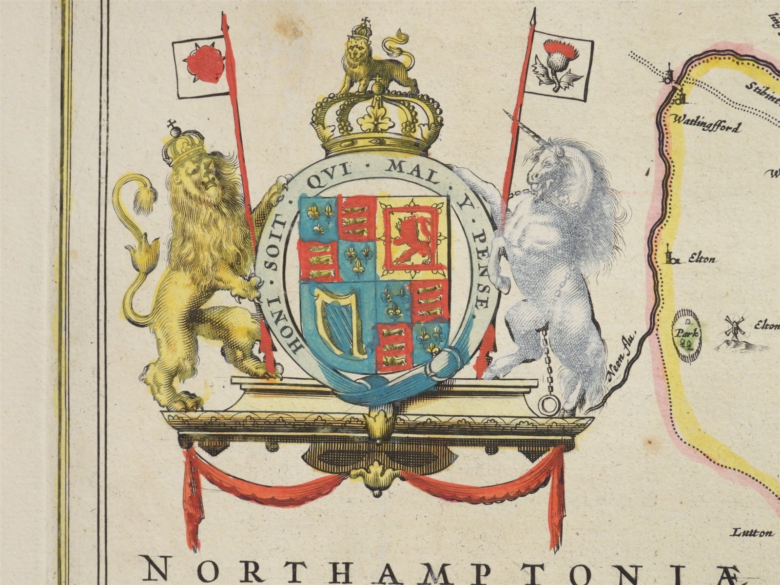 1645 Joan Blaeu Huntingdonensis Comitetus Huntingdon Shire European Map