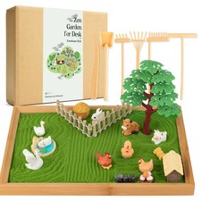 31 Pcs Zen Garden Kit for Desk, Mini Zen Sand Garden with Wooden Tray Rake,...