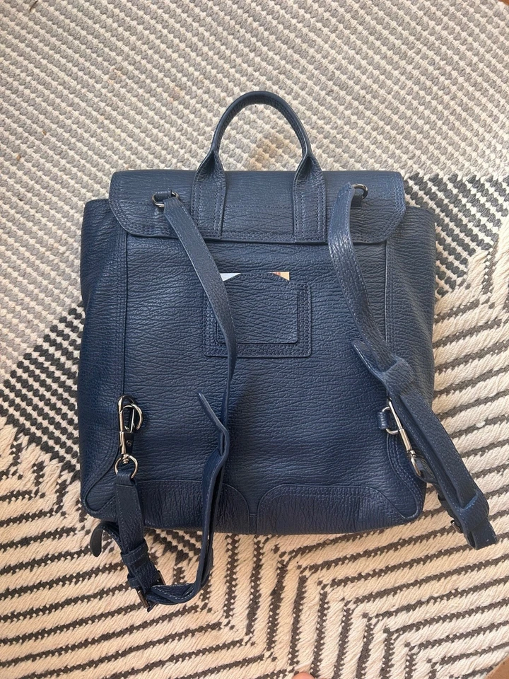 3.1 Phillip Lim - дизайнерский металлический темно-синий кожаная сумка рюкзак $895 розничной - Изображение 3 из 4