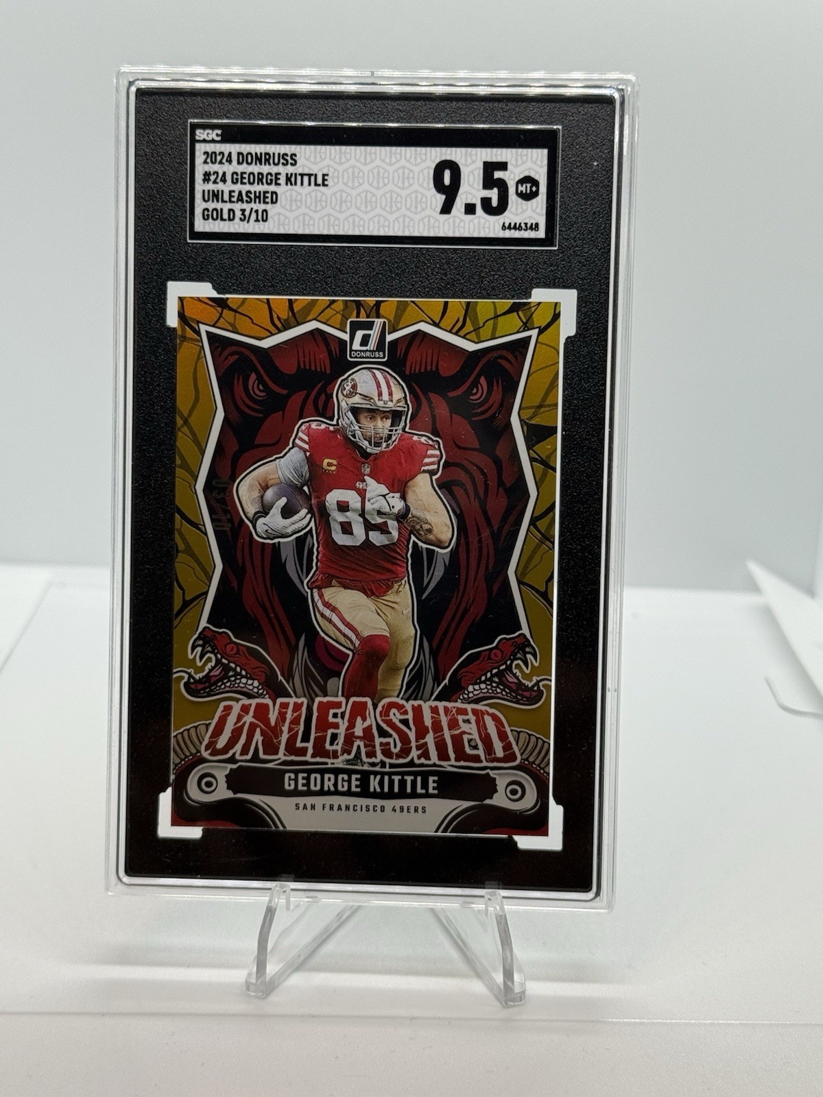 George Kittle 2024 Donruss Unleashed Gold 6/10 Case Hit