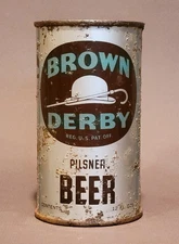 1940's BROWN DERBY FLAT TOP BEER CAN RAINIER SAN FRANCISCO