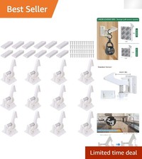 12 Pack Durable Baby Proofing Cabinet Locks - No Drilling  Stylish White Design