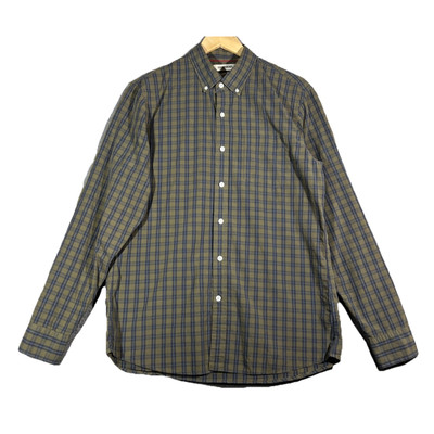 Goodthreads Shirt Mens Size M Green/Blue Check Button Up Cotton Long Sleeve