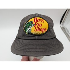 Vintage Bass Pro Shops Trucker Hat Gray Snapback Made in USA Fishing Cap Patch
