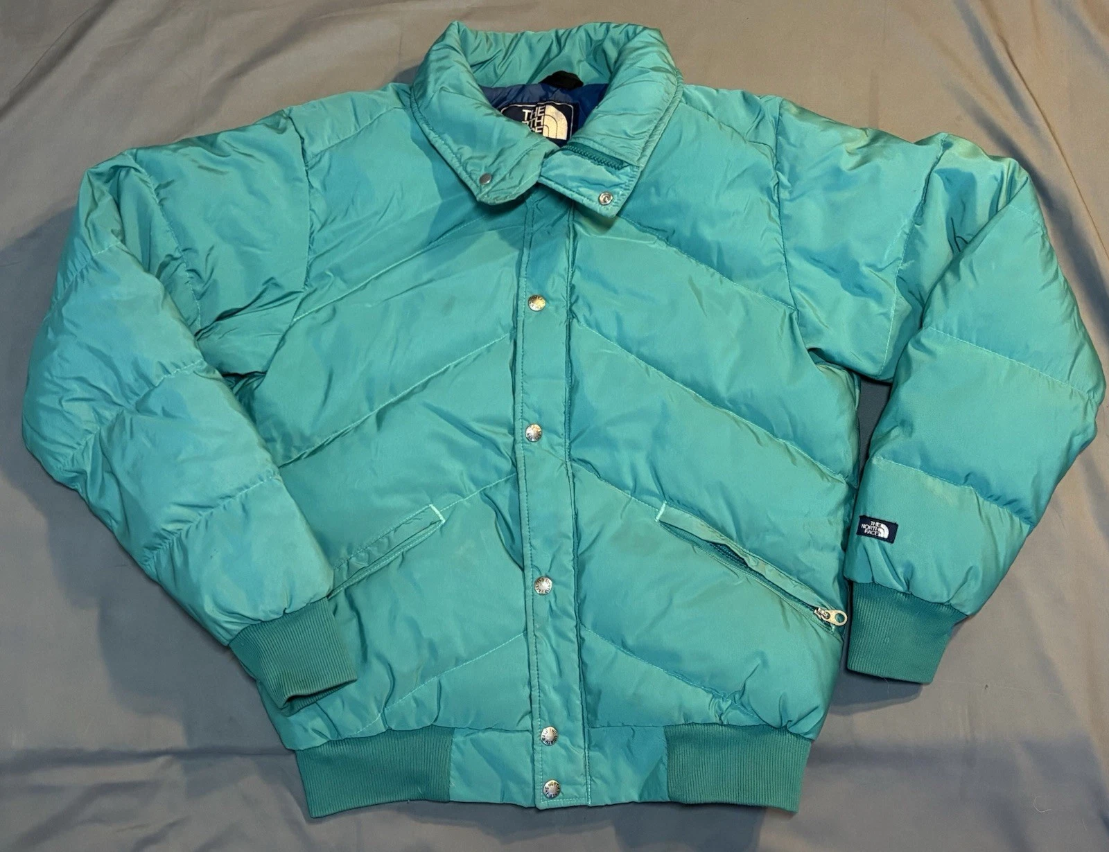Vintage The North Face Down Puffer Jacket Large 80s Blue Label Gorpcore Teal