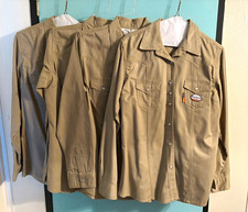 Rasco FR Khaki Long Sleeve Button-Front Twill Cotton Work Shirt size large