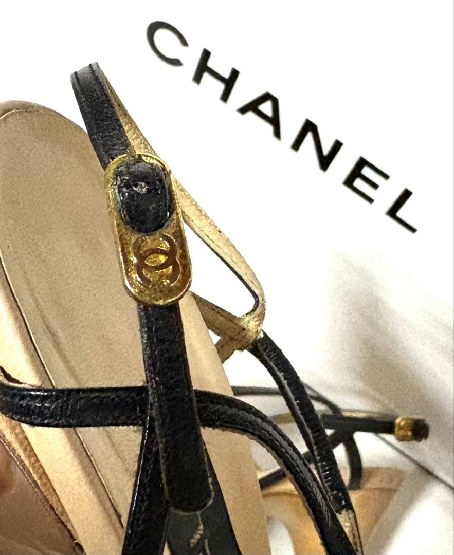 CHANEL Women's Pumps Strap High Heels Leather Size:5/JP:22.5 Beige 135505K Auth thumbnail 11