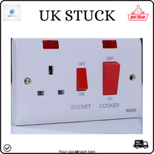 White High Quality Cooker Socket Switch 45A With Switched 13A Socket Switch.