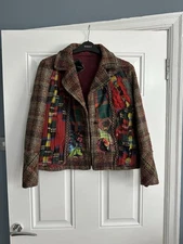 Women’s Monsoon Jacket Multicoloured Wool Blend Size 12 Excellent Condition