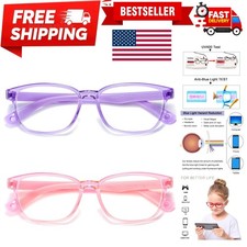 Kids Blue Light Blocking Glasses 2 Pack, Anti Eyestrain & UV Protection, Comp...