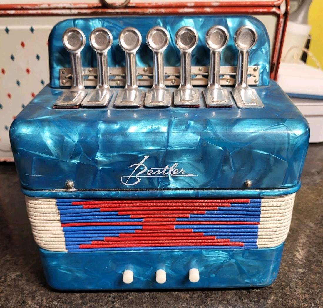 Vintage Toy Accordion by Bestler Tested Works Great In Excellent