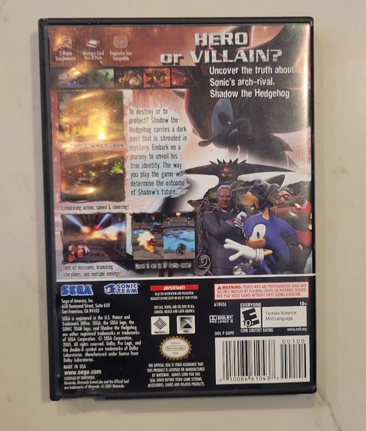 Shadow the Hedgehog (Nintendo GameCube, 2005) USED GOOD - NO INSTRUCTION BOOKLET - Image 2 of 4