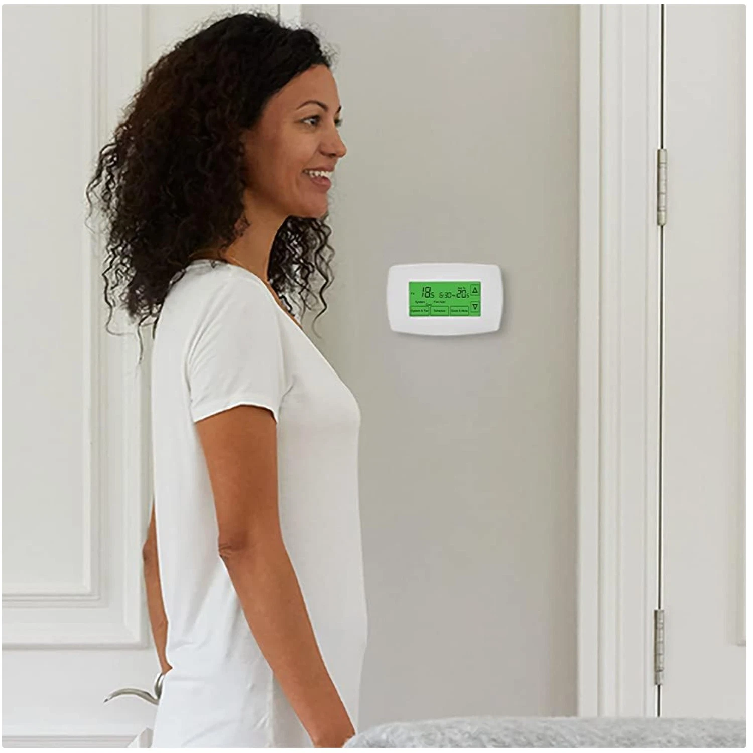 Touchscreen Thermostat, White 7-Day Programmable