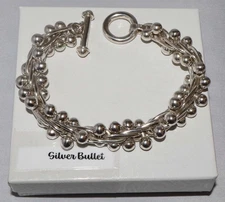 Silpada Sterling Silver Heavy DNA Ball Bar Link Toggle Clasp Bracelet B0523