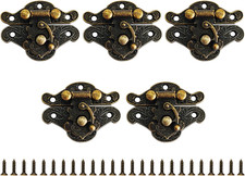 5PCS Vintage Latch Hasp Bronze Decorative Buckle Lock for Jewelry Box Cabinet