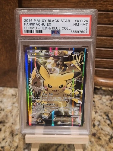 Pokémon XY Black Star Promo Pikachu EX XY124 Full Art Holo PSA 8 EN