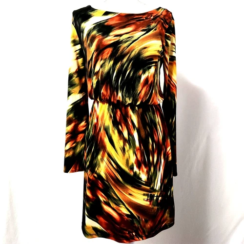 VETEMENTS Abito SOHO Apparel LTD taglia S vita raccolta toni terra gonna dritta elasticizzato