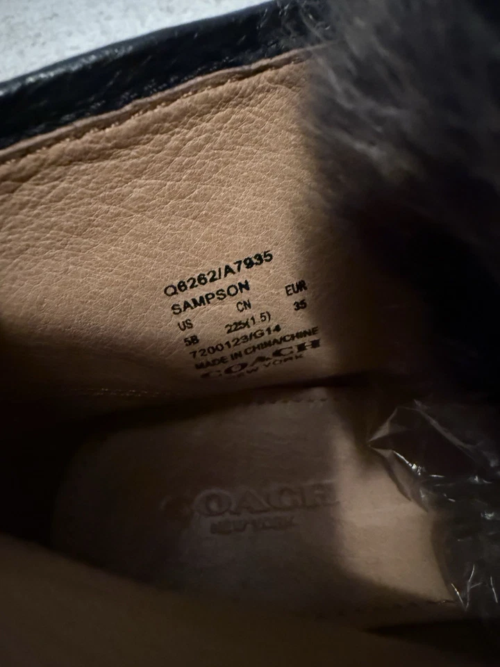 COACH Clarks de cuero negro con piel de conejo real talla 5,5 Foto 4 de 4