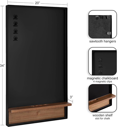 Kate and Laurel Owing Modern Farmhouse Magnetic Chalkboard with Shelf, 20 x 34 - Picture 3 of 13